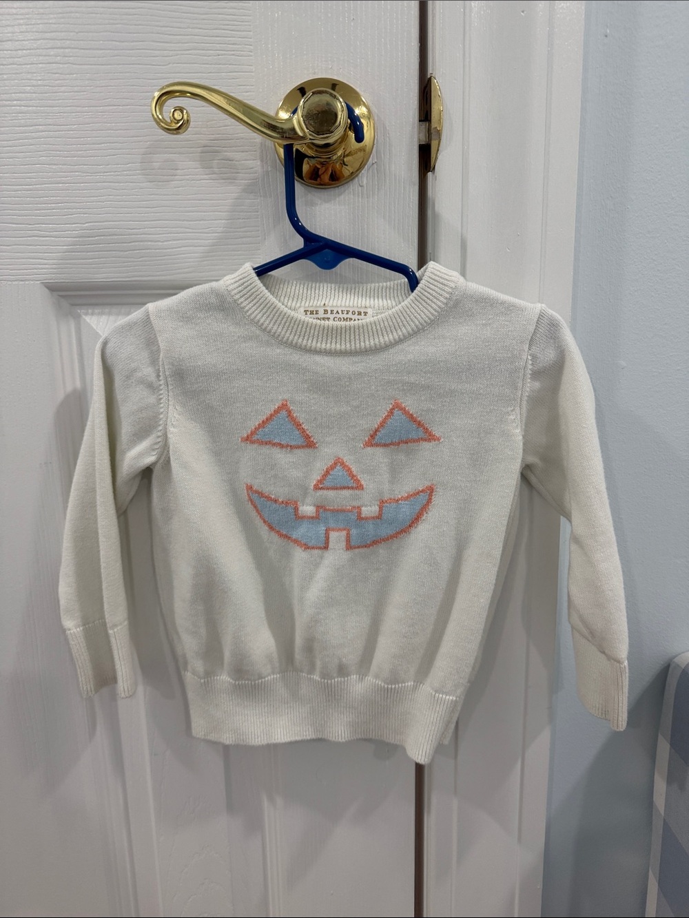 The Beaufort Bonnet Company Kids' White Pumpkin Face Sweater